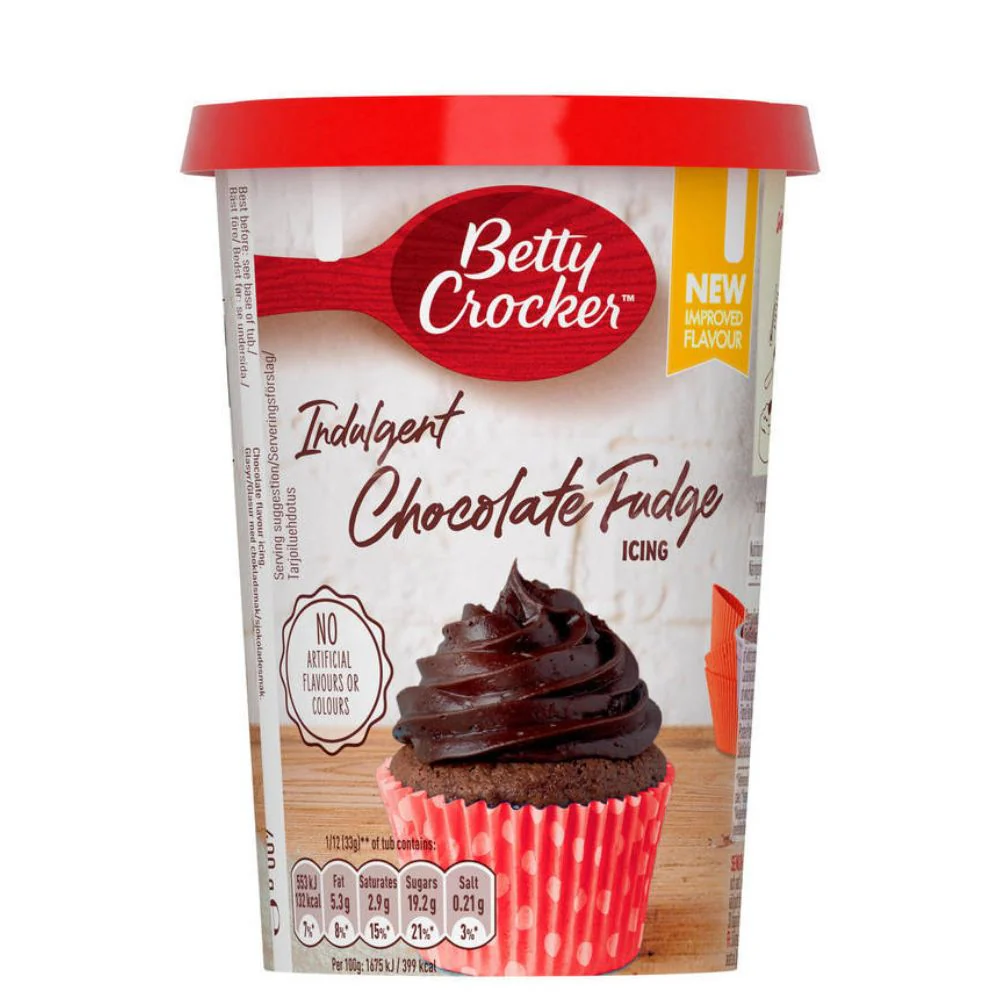 Betty Crocker Chocolate Fudge Icing, cremiges Zuckerguss mit Zartbitterschokolade 400g 