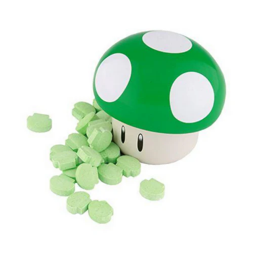 Boston America Super Mario Mushroom Sours, Fruchtbonbonverpackung im Super Mario Pilzformat, 17g