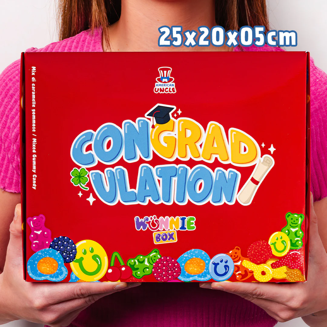 Wunnie box "Herzlichen Glückwunsch", eine Box mit Gummibonbons zum Zusammenstellen mit den Lieblingssorten des Absolventen - Image 4