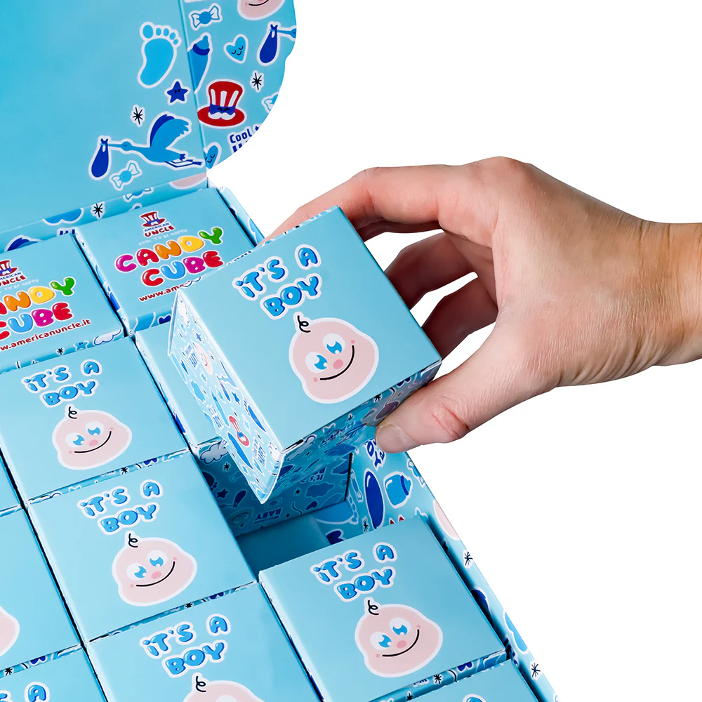 Candy Cube Kit “Es ist ein Junge”, Gummibärchenboxen zu 50g, ideal für die Babyparty oder Geburt (25, 50 oder 75 Stk.) - Image 3