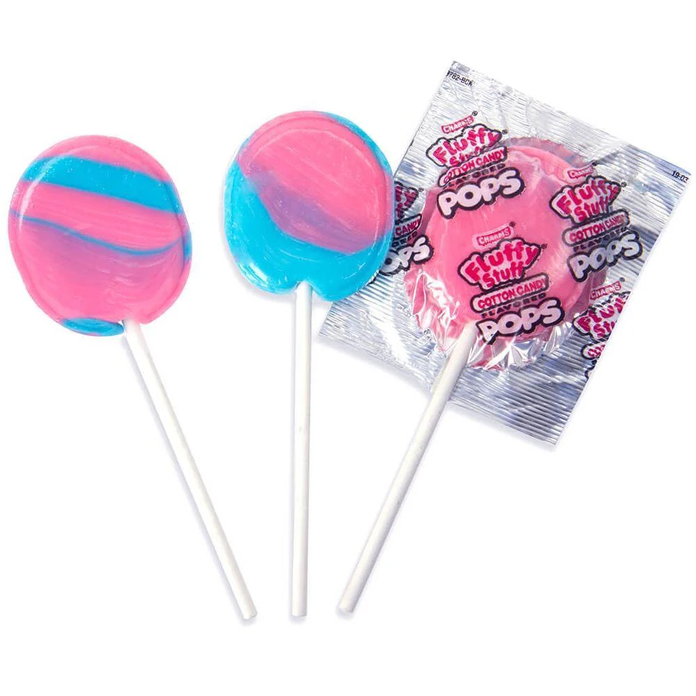 Fluffy Stuff Cotton Candy Pops, Lutscher mit Zuckerwattegeschmack, 18g