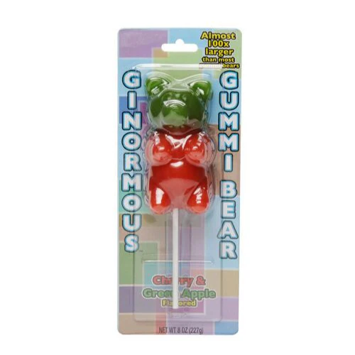 Ginormous Gummi Bear am Stiel, riesiger Gummibär mit Apfel- und Kirschgeschmack, 227g