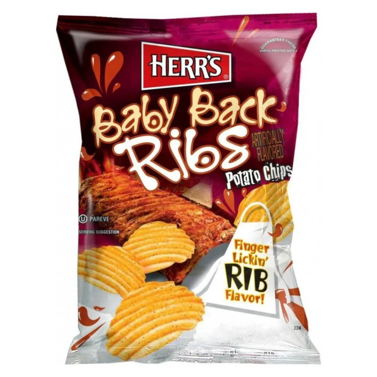 Herr's Baby Back Ribs Kartoffelchips, Packung mit 184g Chips 