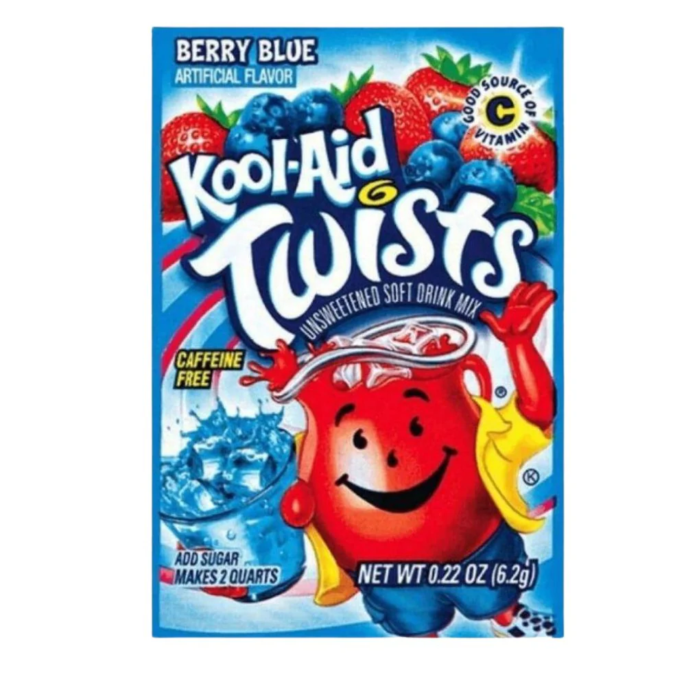 Kool Aid Twists Berry Blue, Getränkepulver mit Heidelbeergeschmack, 6,2g