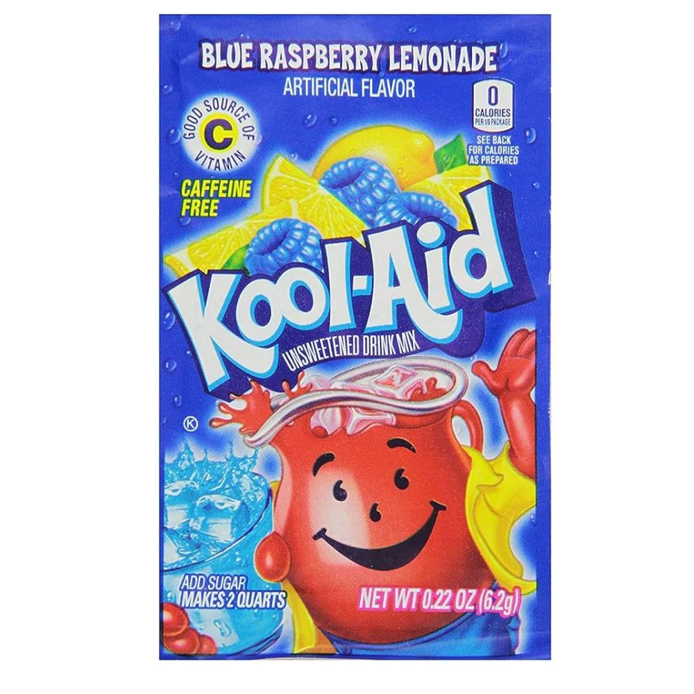 Kool Aid Blue Raspberry Lemonade, Getränkepulver mit Zitronen- und Himbeergeschmack, 6,2 g