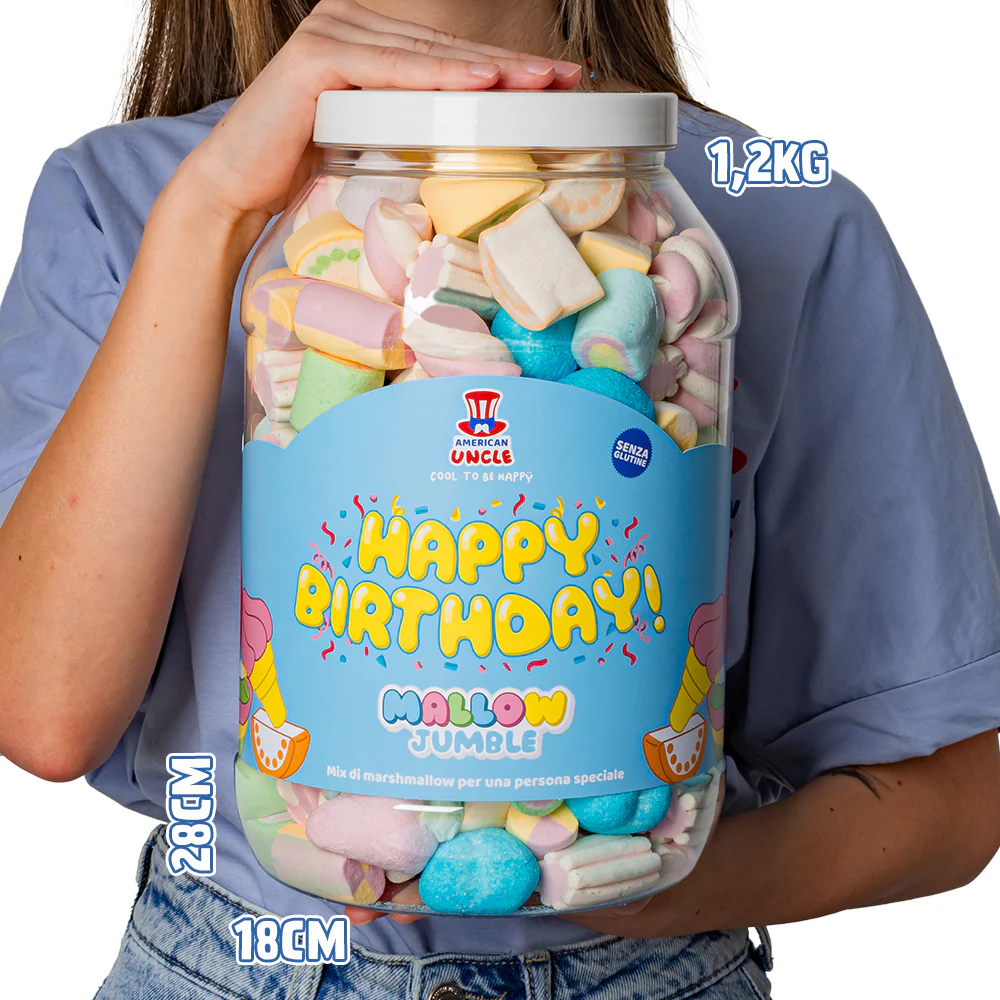 Mallow Jumble “Happy Birthday”, Dose von marshmallow zum Zusammenstellen mit deinen Lieblingsgeschmäckern - Image 6