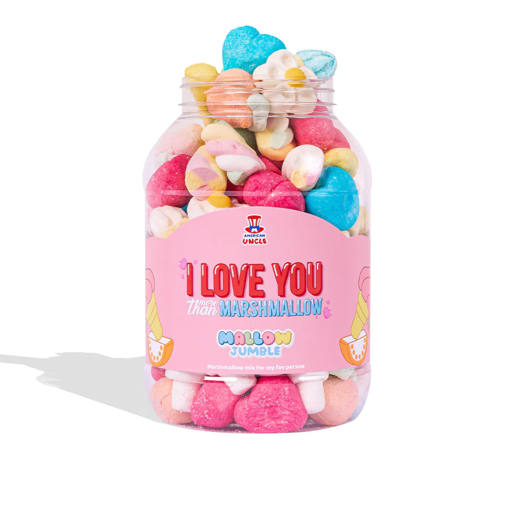 Mallow Jumble “Ich liebe dich mehr als marshmallow”, Glas von marshmallow zum Zusammenstellen mit deinen Lieblingsgeschmäckern - Image 4