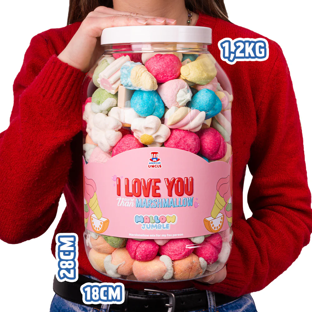 Mallow Jumble “Ich liebe dich mehr als marshmallow”, Glas von marshmallow zum Zusammenstellen mit deinen Lieblingsgeschmäckern - Image 6