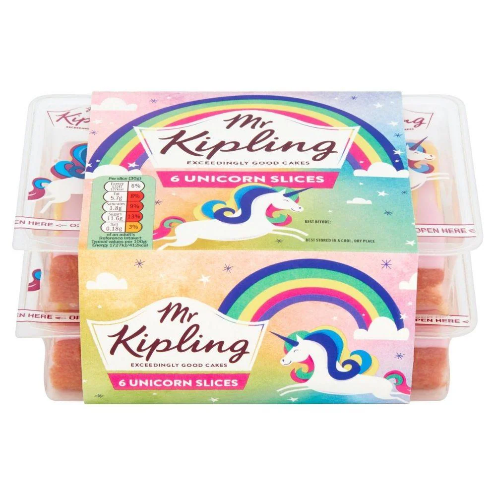Mr Kipling 6 Unicorn Slices, Einhorn-Kuchenstücke 212g
