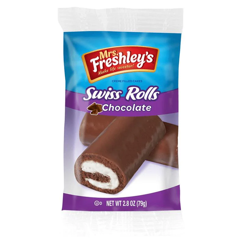 Mrs. Freshley's Swiss Rolls Chocolate, Schokoladen- und Sahnerolle von 79g