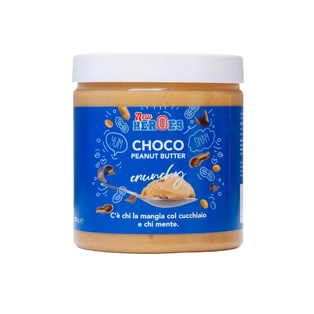 New Heroes Choco Peanut Butter Crunchy, Schokoladen- und Erdnussbuttercreme mit Stückchen, 220g