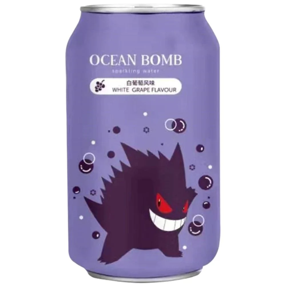 Ocean Bomb Pokemon Gengar Traube Geschmack Sprudelwasser, Getränk mit Traubengeschmack 330ml
