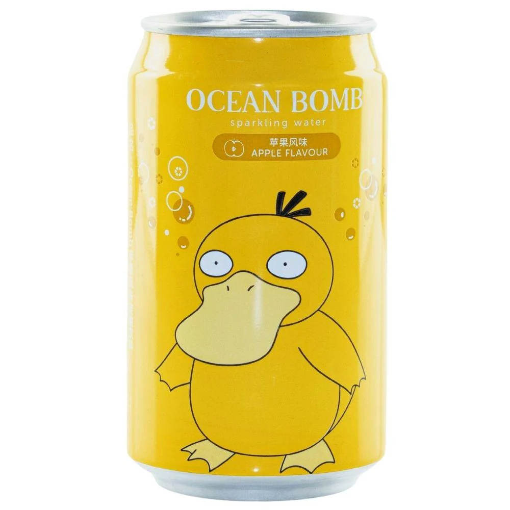 Ocean Bomb Pokemon Enton Apfelgeschmack Sprudelwasser, Getränk mit Apfelgeschmack 330ml