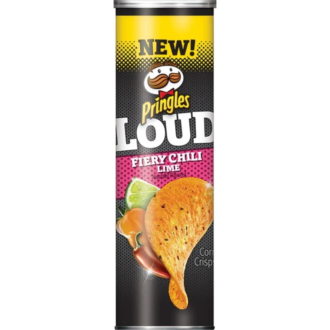 Pringles Loud Fiery Chili Lime, scharfe Limettenchips mit 154g