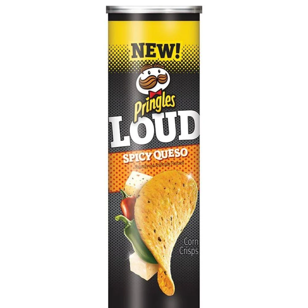 Pringles Loud Spicy Queso, würzige Zwiebelchips in 154g