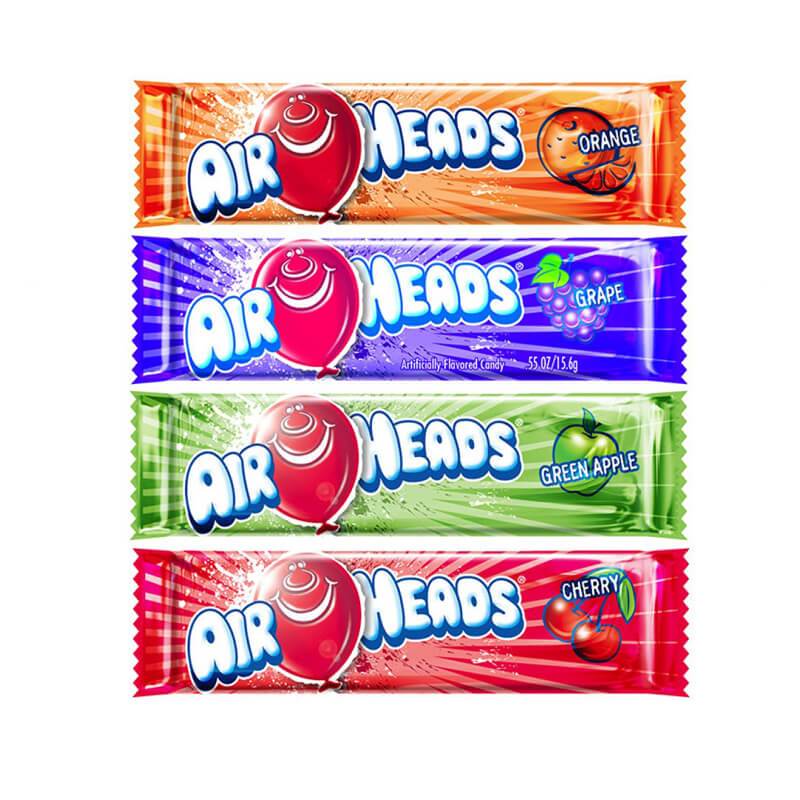 4 Airheads, vier Fruchtbonbons in verschiedenen Geschmacksrichtungen