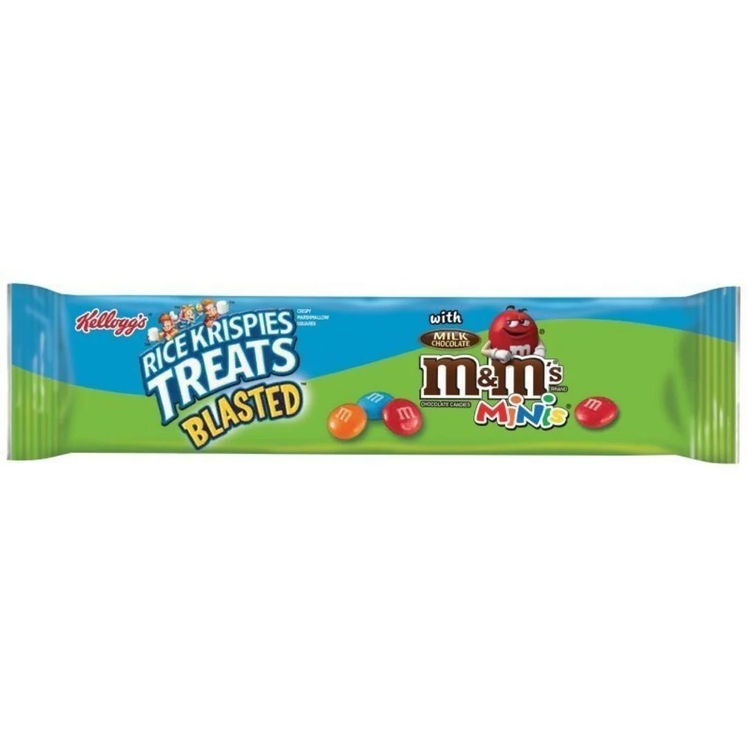 Rice Krispies Treats Blasted with M&M's, Schokoriegel aus Puffreis mit M&M's, 60g