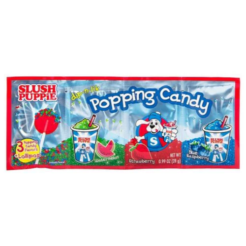 Slush Puppie Dip-N-Lik Knallbonbons, 28g Packung mit einem Lutscher und sprudelnden Bonbons in verschiedenen Geschmacksrichtungen 