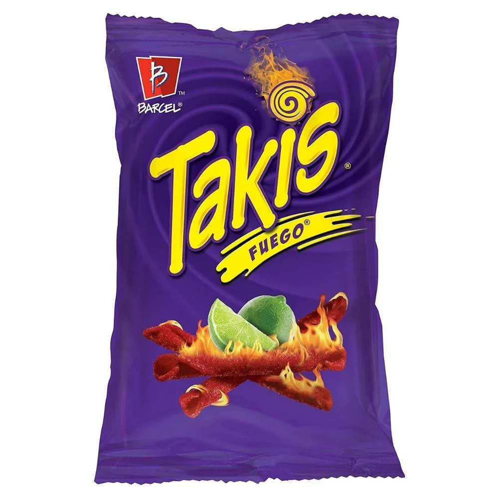 Takis Fuego Chips, Packung mit 113g scharfen Chili-Tortilla-Röllchen