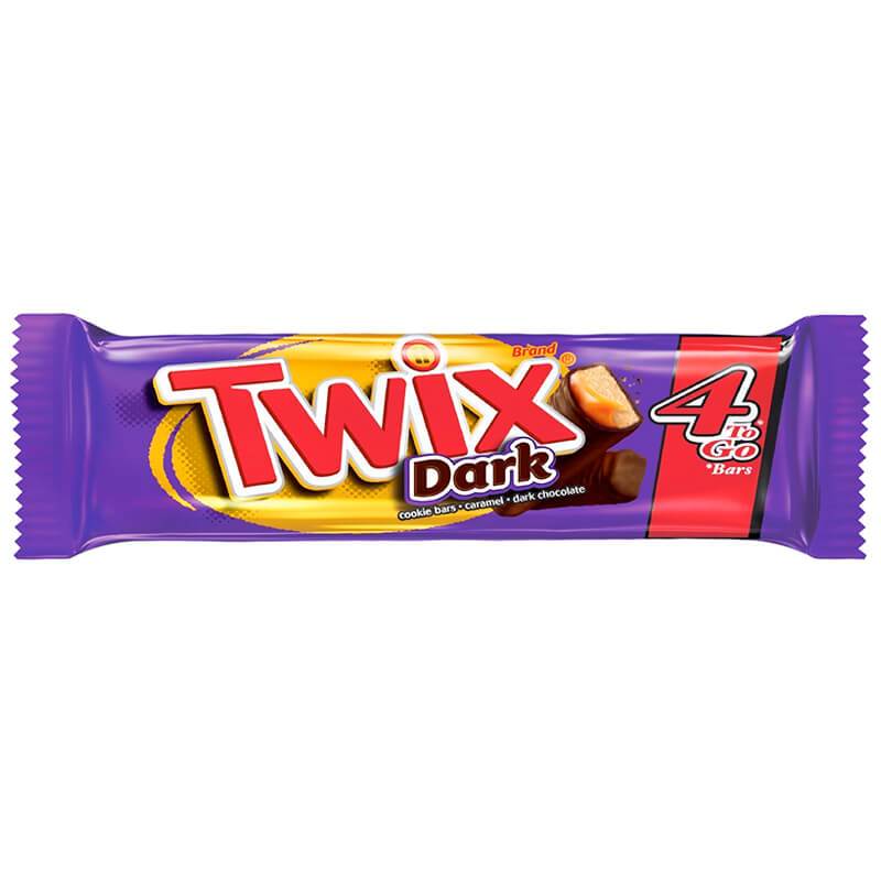 Twix Dark 4 To Go Bars, Schokoriegel mit Zartbitterschokolade und Karamell in 4er-Packung